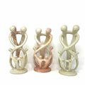 Natural 8-inch Tall Soapstone Family Sculpture - 2 Parents 4 Children - Smolart