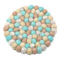 Hand Crafted Felt Ball Trivets from Nepal: Round, Sky - Global Groove (T)