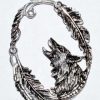 Wolf with Feathers amulet 3 1/4"                                                                                        