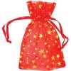 2 3/4" x 3" Red organza pouch with Gold Stars                                                                           