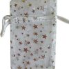 2 3/4" x 3" White organza pouch with Silver Stars                                                                       