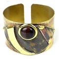 Red Tiger Eye Reflections Copper and Brass Cuff - Brass Images (C)