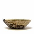 Woven Sisal Fruit Basket, Spiral Pattern in Natural/Black