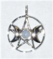 Triple Goddess Pentagram Moonstone sterling 11/16"                                                                      