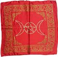 Red Triple Moon Pentagram altar cloth                                                                                   